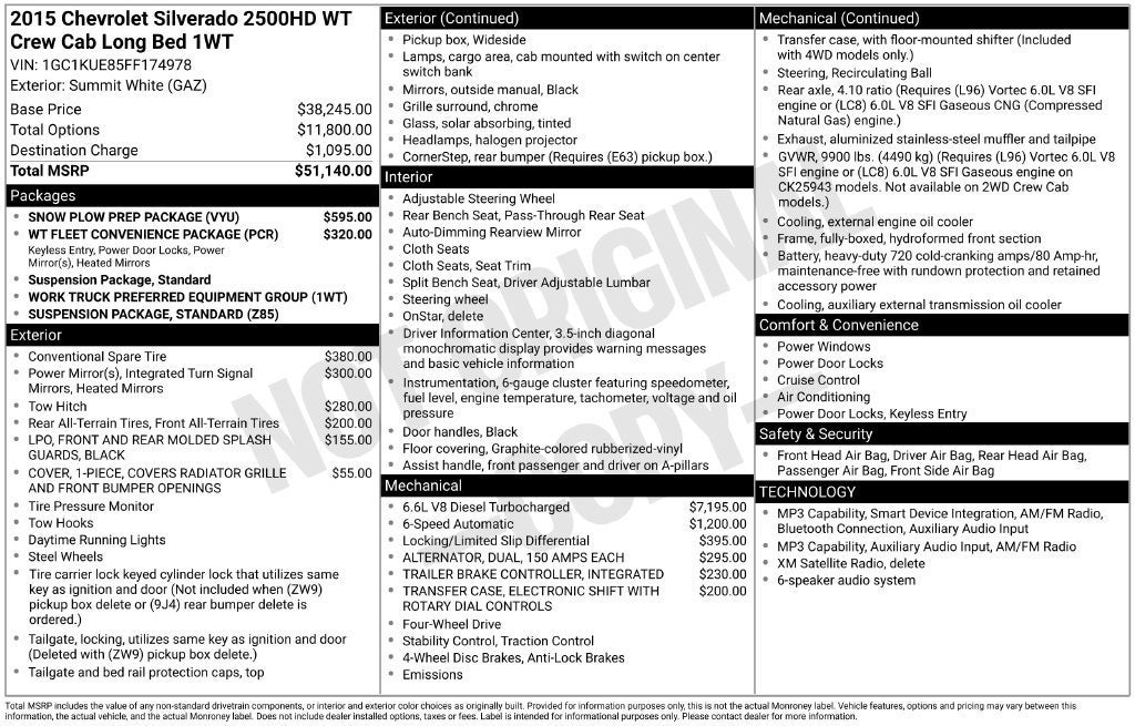 2015 Chevrolet Silverado 2500 HD Work Truck