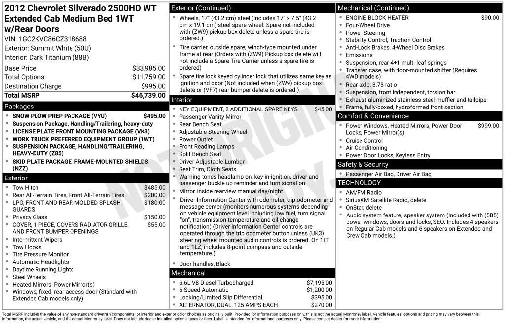 2012 Chevrolet Silverado 2500 HD Work Truck