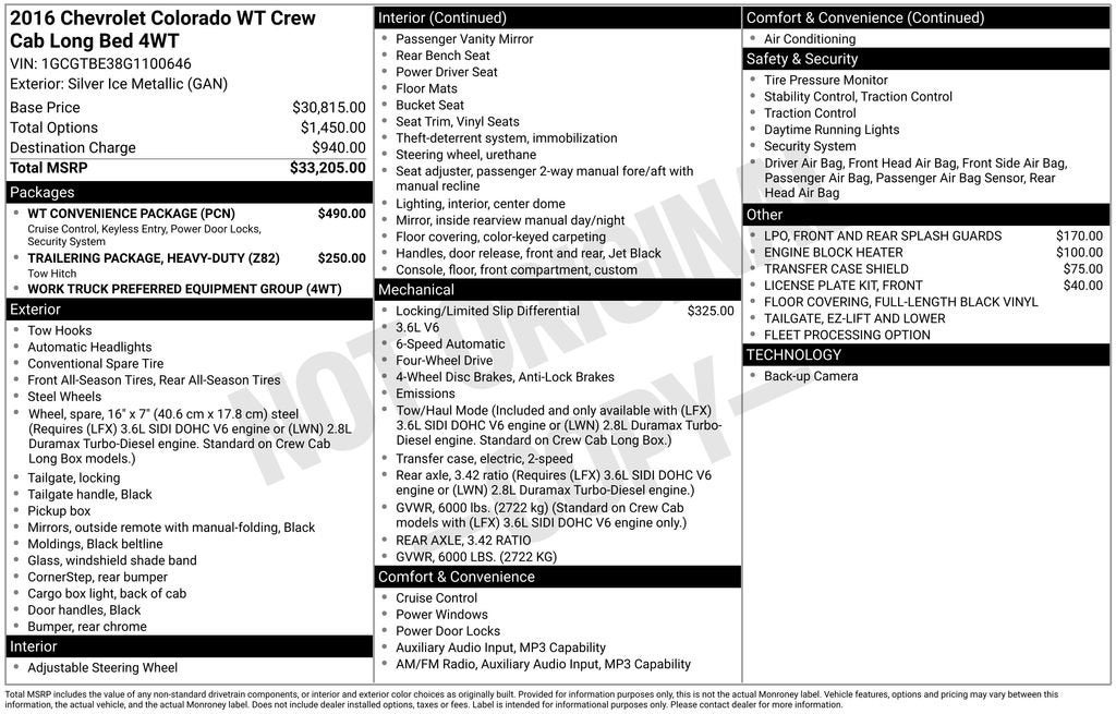 2016 Chevrolet Colorado 4WD WT
