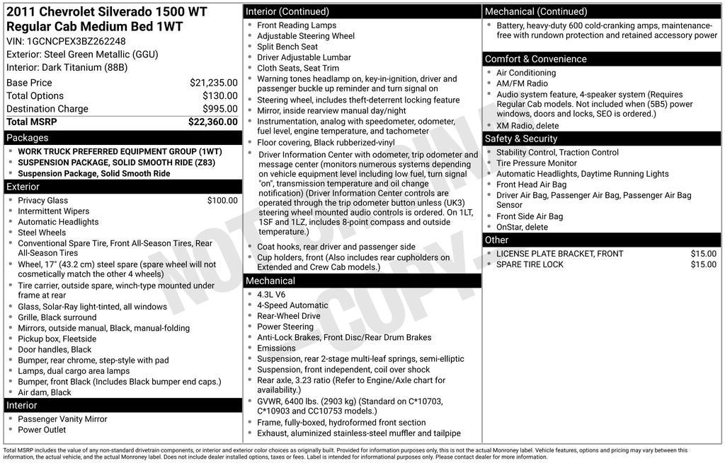 2011 Chevrolet Silverado 1500 Work Truck