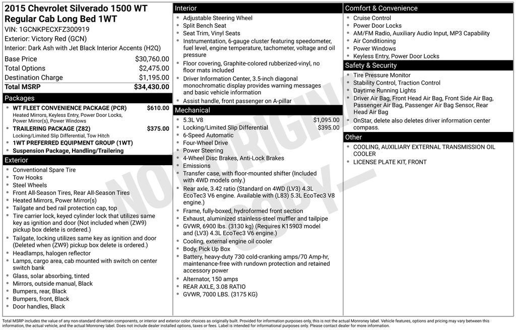 2015 Chevrolet Silverado 1500 Work Truck