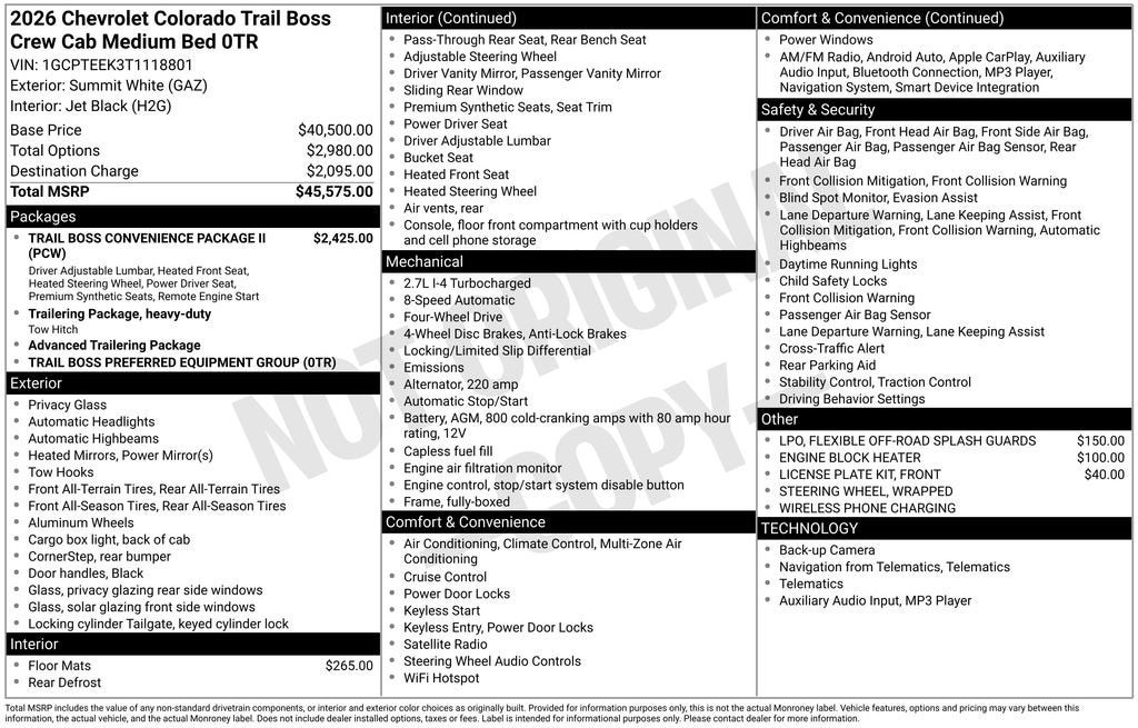 2026 Chevrolet Colorado Trail Boss