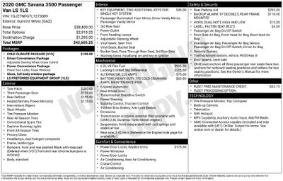 2020 GMC Savana Passenger 3500 LS