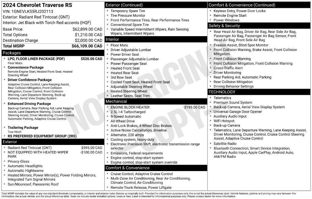 2024 Chevrolet Traverse RS